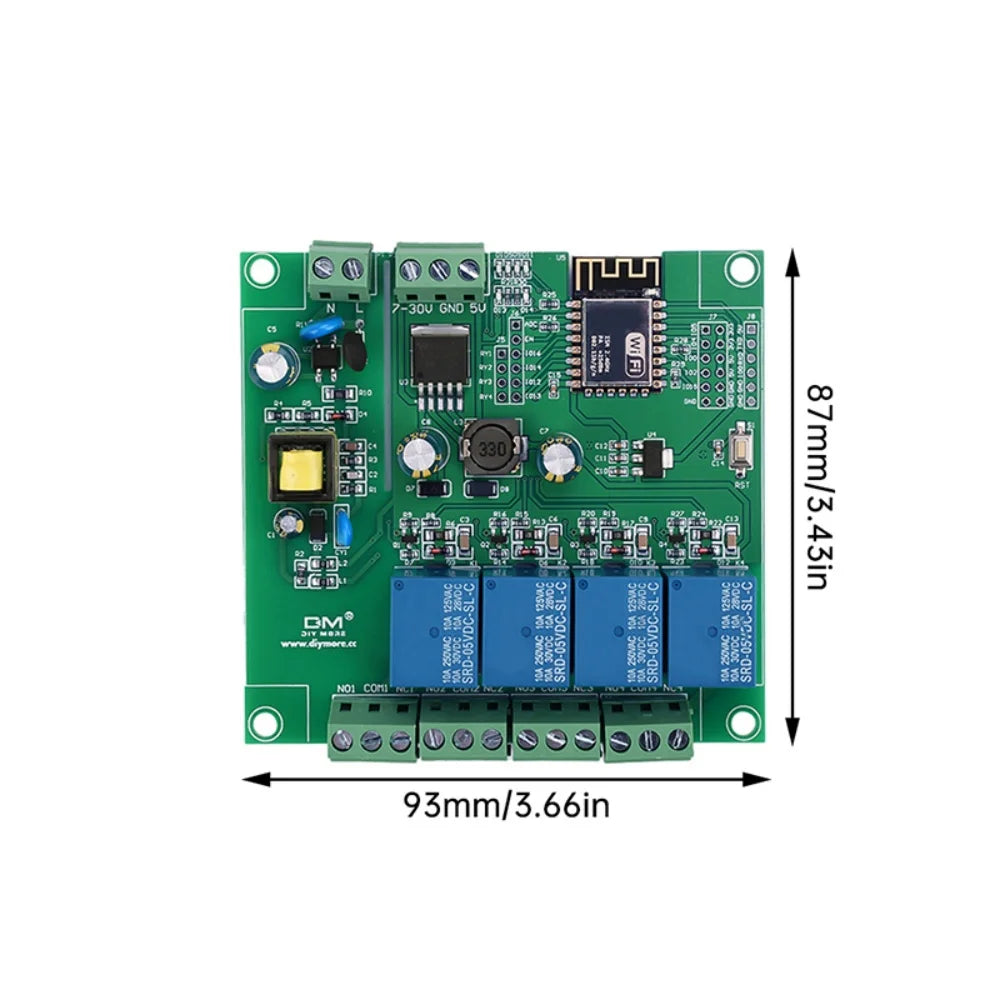 ESP8266 WiFi 4-Channel Relay Module ESP-12F Development Board AC-DC Switching Power Supply Module