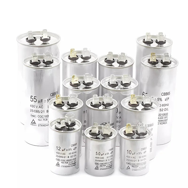 CBB65 AC Motor Capacitor Air Conditioner Compressor Start Capacitor 450VAC 5uF 20uF 25uF 30uF 35uF 40uF 45uF 50uF 60uF 70uF 5%