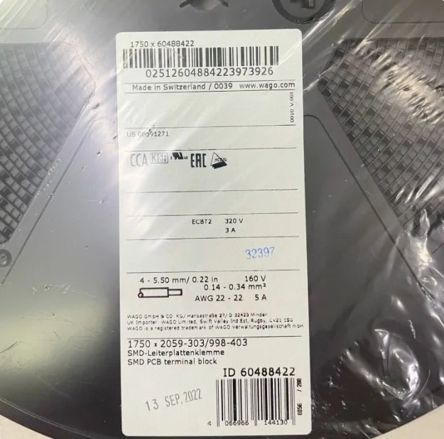 Original WAGO SMD LED PCB Terminal 2060‑451‑998‑404 / 2061‑602 / 2059‑301 Surface Mount Connector for LED Module Light