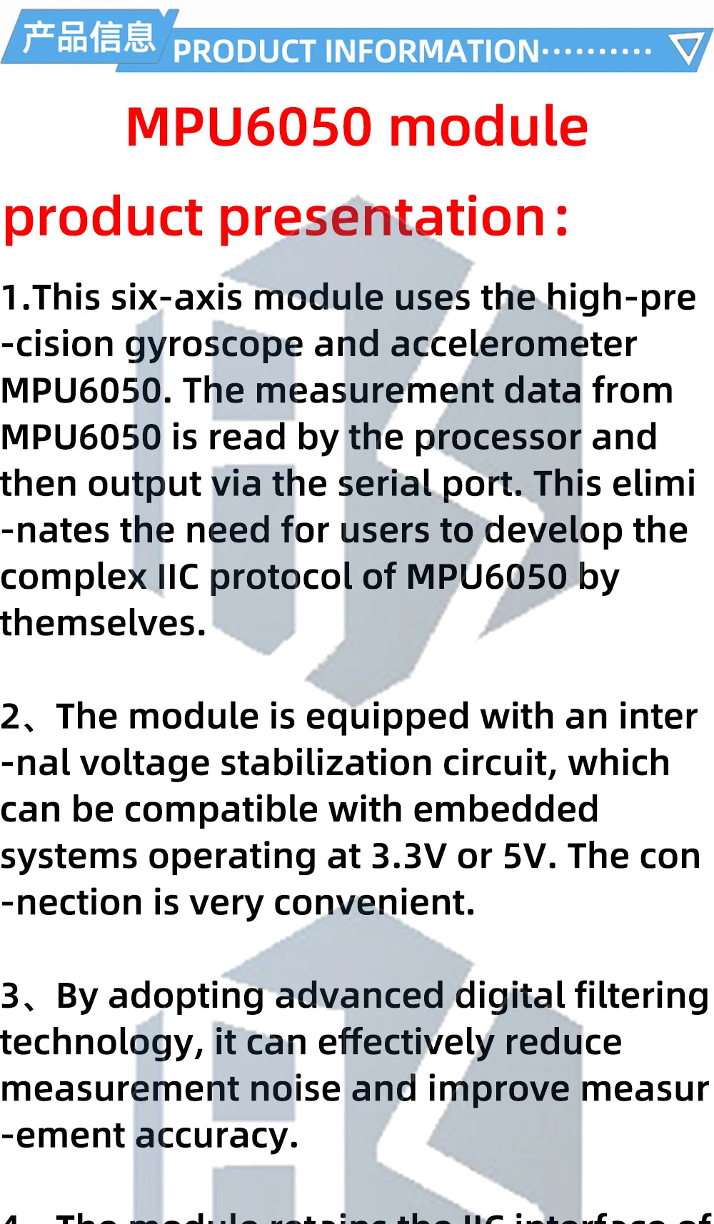 6-Axis MPU6050/MPU9250 Accelerometer and Gyroscope Sensor Module with Serial TTL and I2C Interfaces – Tilt and Motion Detection