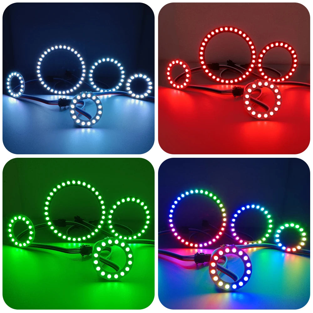 WS2815 Angel Eyes Ring 16/24/35 LEDs Breakpoint Resume Individually Addressable DC12V 5050 RGB Car Daytime Running Light