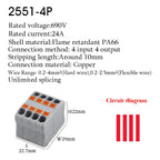 Push-In Wire Connectors Electrical Cable Terminal Block Multiple In/out DIN Rail Mount With Fixing Hole Spliceable DIY connectio