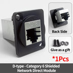D-Type Panel Mount RJ45 Socket CAT5e/CAT6 Ethernet Direct Data Signal Waterproof Connector For Industrial Enclosure, Server Rack