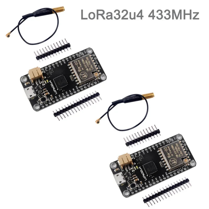 2Sets LoRa32u4 RA02 RA-02 433MHz Lora Module Development Board IOT with Antenna, Long Range 1KM LiPo SX1278 DIY0031