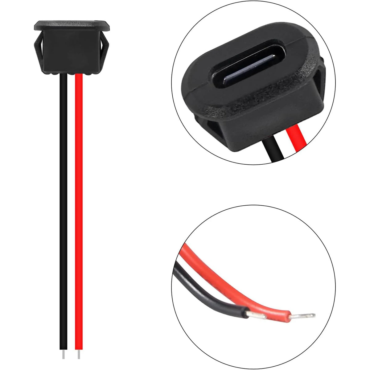 5/10/15PCS USB Type-C Waterproof USB Connector Direct compression female base Female Socket Charging Interface With Welding Wire