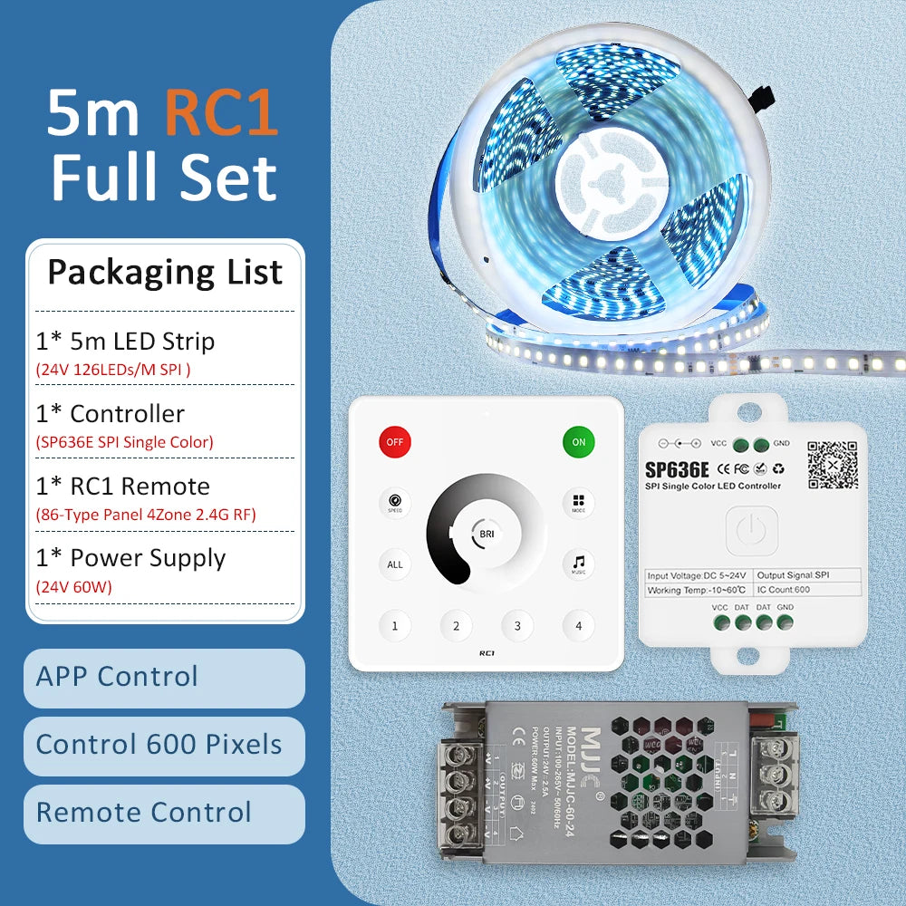 Sequential Led Strip 24v 10M 15M 20M 2835 WS2811 Horse Running LED Ribbon Flowing Water Tape Light with SP636E RF APP Controller