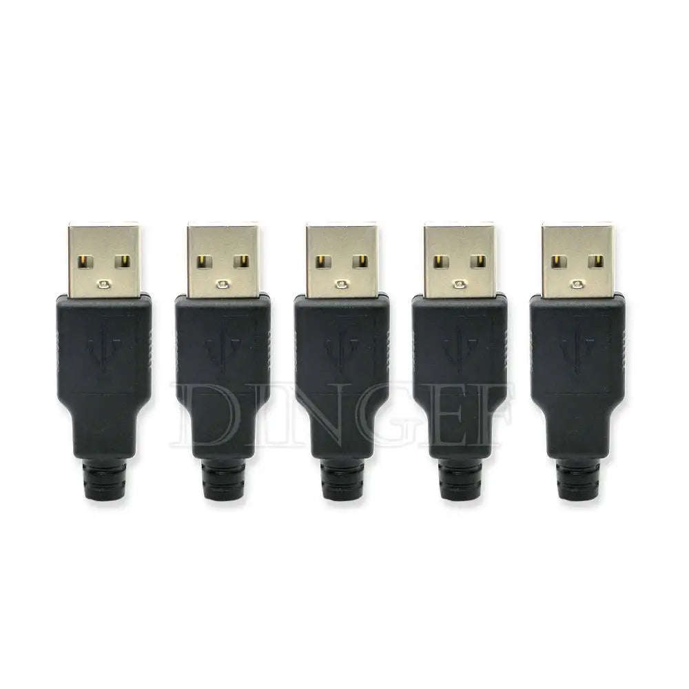 5PCS Type A Male Female USB 4 Pin Plug Socket Connector With Black Plastic Cover Type-A DIY Kits ibuw