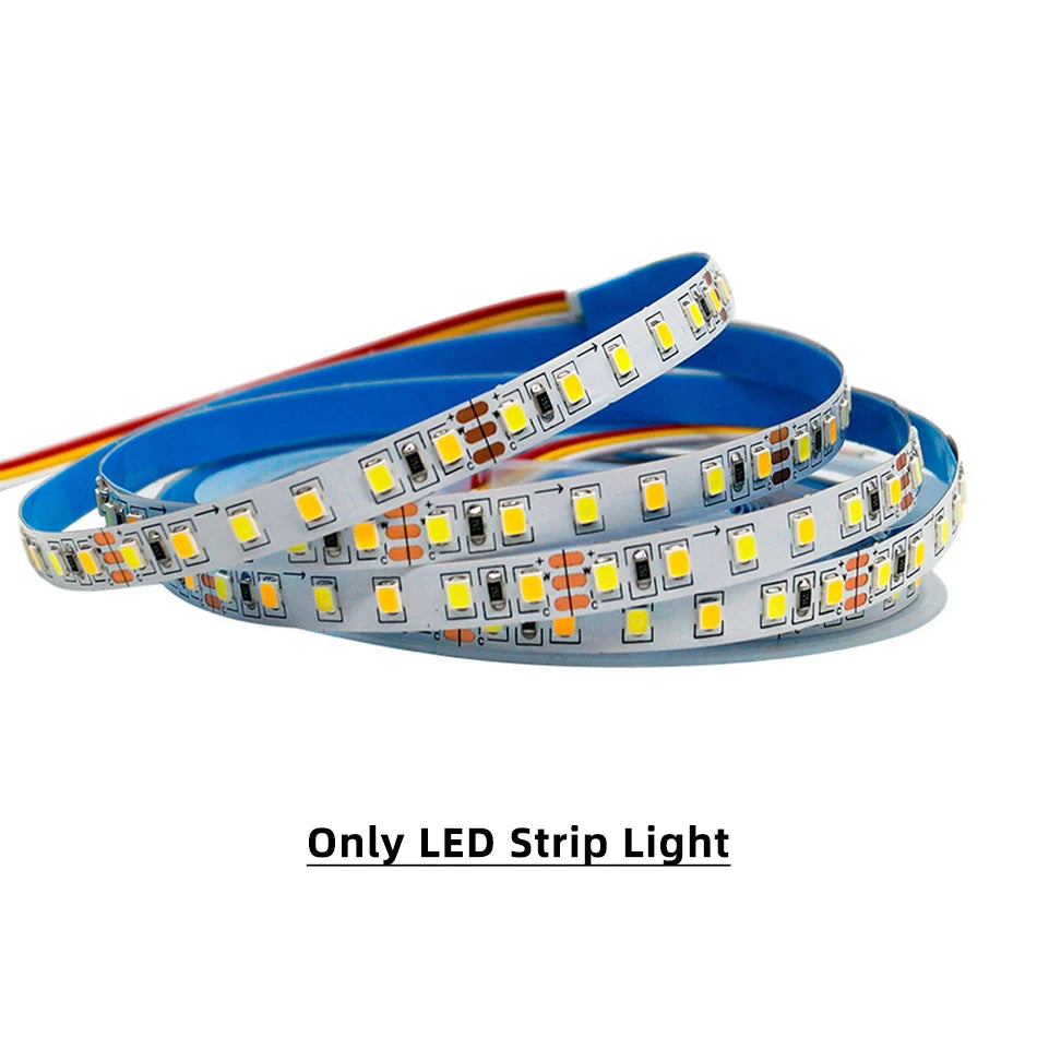0.5-5M USB 5V LED Dual Color Strip Light Kit 120 LEDs/M 3000K 4000K 6000K CCT Flexible Tape Bar Lamp 4-Key 2M Dimmer Controller