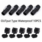 10pcs/5Sets New 3Pins Waterproof Locking Male Cable Plug+Female Chassis NAC3MPX or NAC3MX-W+NAC3FPX+Powercon Connector NAC3FX-W