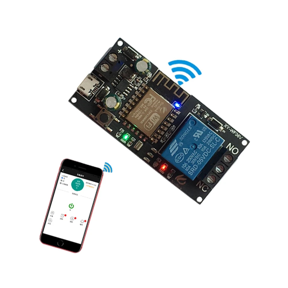 Sinilink WIFI Mobile Phone Remote Control Relay Module DC5V DC6~36V Smart Home Phone APP ESP-12F Long Range Remote Control Board