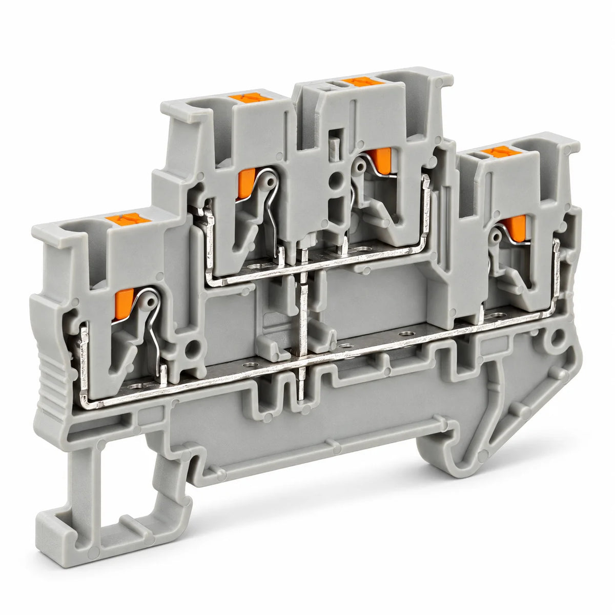 DIN Rail Terminal Blocks PTTB-2.5 Push-In Double Level 0.14-2.5mm2 Screwless Electrical Wire Connectors for Control Panel Wiring