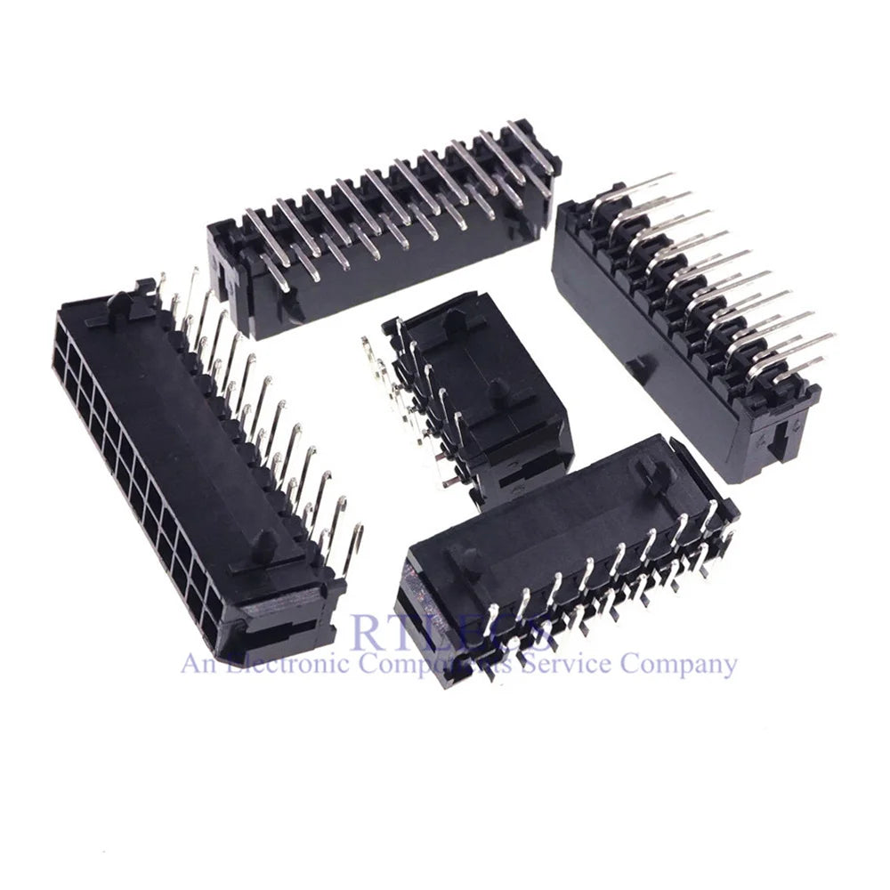 10/100Pcs 3.0mm Wafer Micro-Fit 3.0 Connector PCB Male Header Right Angle 2 4 6 8 10 12 14 16 18 20 22 24 Pin Board Solder 43045