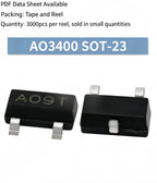 AO3400/3401/3402/3403/3404/3406/3407/3415/ P-Channel SMD MOSFET, SOT-23  Marking Code A09T/A19T/A29T 20/50/100/200/500/1000pcs