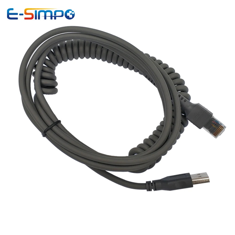 2/3/5M USB Straight/Coiled Cable For BarCode Scanner LS1203 LS2208AP LS4208 LS4278 DS6707 DS6708 USB to RJ48 RJ50 CBA-U01-S07ZAR