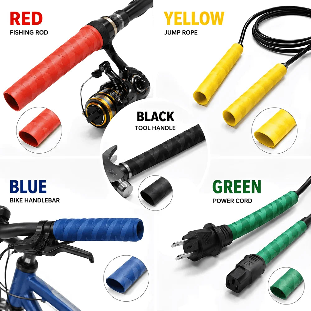 5 Colors Anti-Slip PE Heat Shrink Tubing ID:15-50mm Flexible Grip Sleeve for Tool Handle Wire Repair DIY Protection Kit