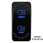Waterproof Rocker Switch with Blue LED | 12V/24V Latching & Momentary (SPST/ DPDT) | for Marine, UTV, ATV, RZR, Automotive