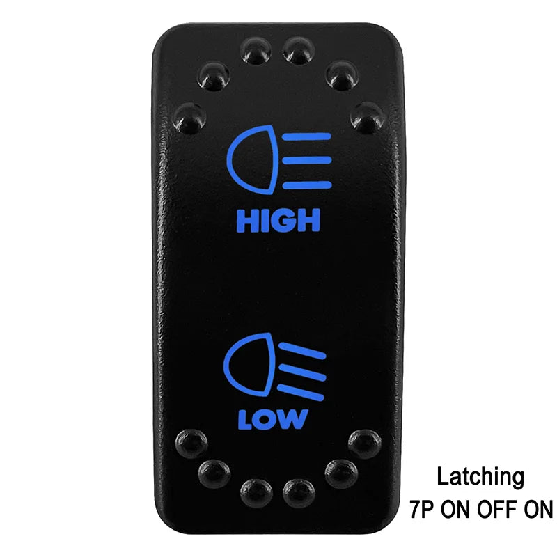 Waterproof Rocker Switch with Blue LED | 12V/24V Latching & Momentary (SPST/ DPDT) | for Marine, UTV, ATV, RZR, Automotive