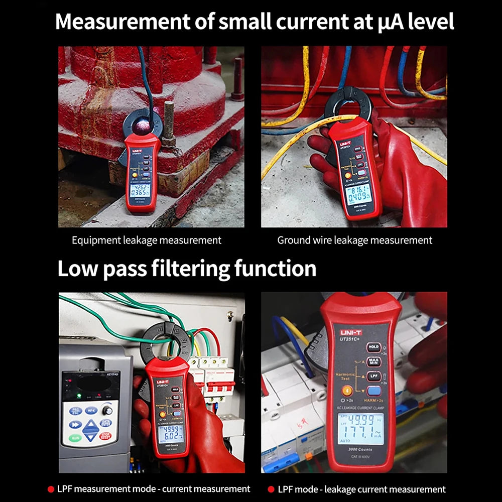 UNI-T UT251A UT251B+ UT251+ UT251C PLUS Current Leakage Clamp Meter Pliers Ammeter Professional AC Current Leak Tester