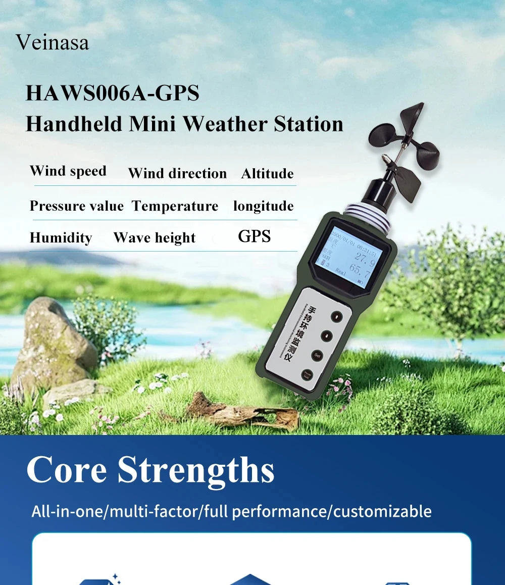 HAWS006A-GPS Handheld portable Weather Station  Temperature Humidity Pressure Sensor Outdoor GPS handheld weather station