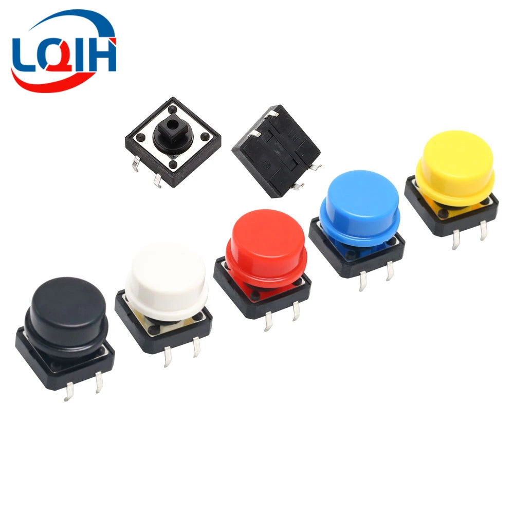 12*12*7.3MM Tactile Push Button Switch Momentary Micro switch button Tact Cap White Black Yellow Blue Red for Arduino Switch