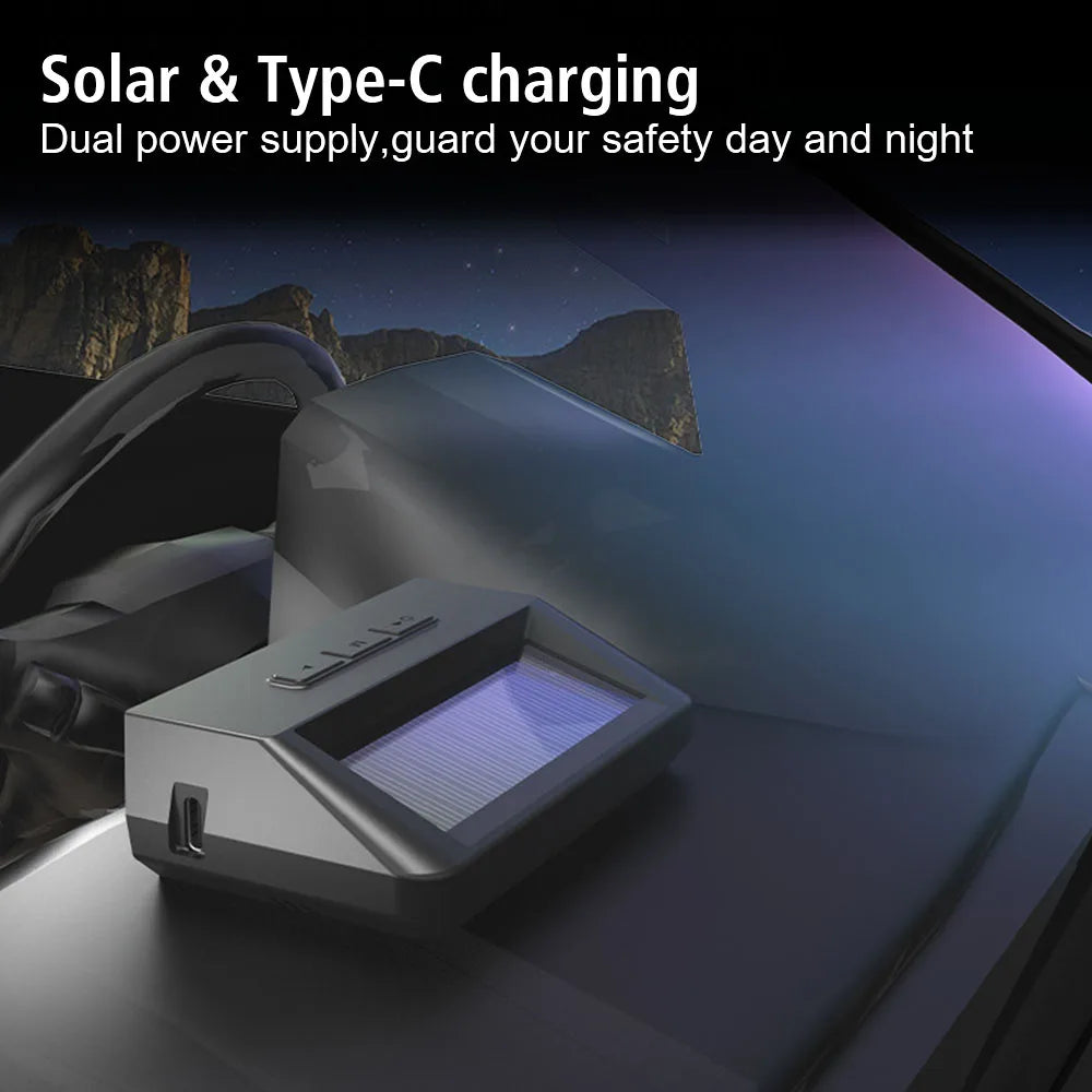 Tire Pressure Monitoring System Auto Security Alarm Systems Solar/USB Powered Tyre Temperature Monitor Car TPMS 4 Sensors
