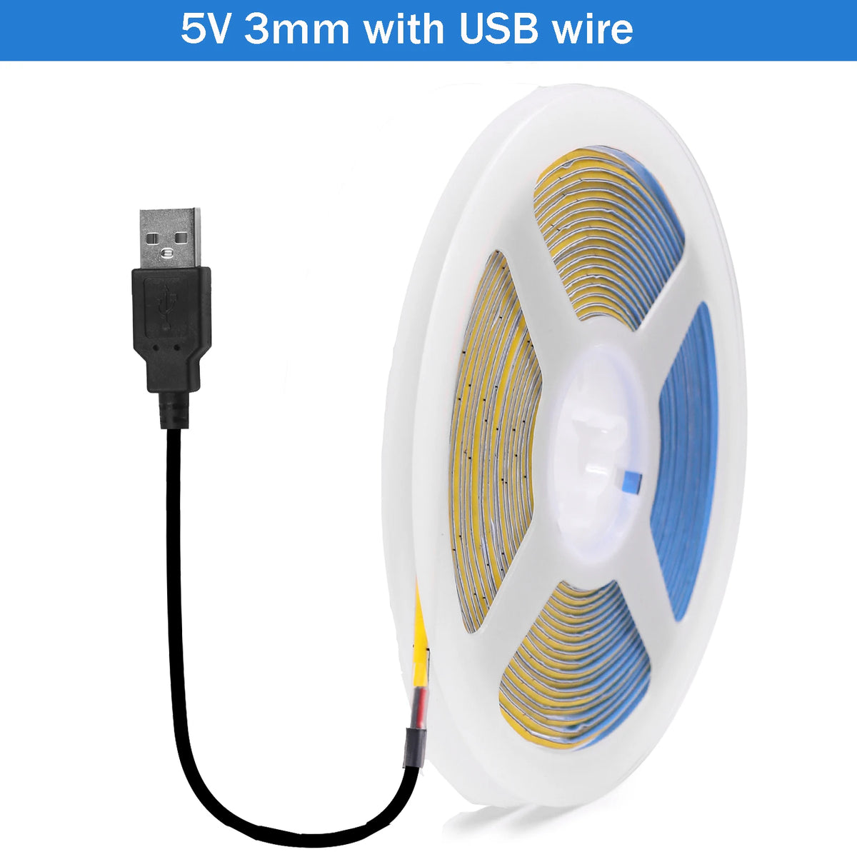 5V USB COB LED Strip 12V 3mm 5mm 8mm Width Flexible LED Tape 320LEDs COB Light with Adhesive High Density Linear Lighting