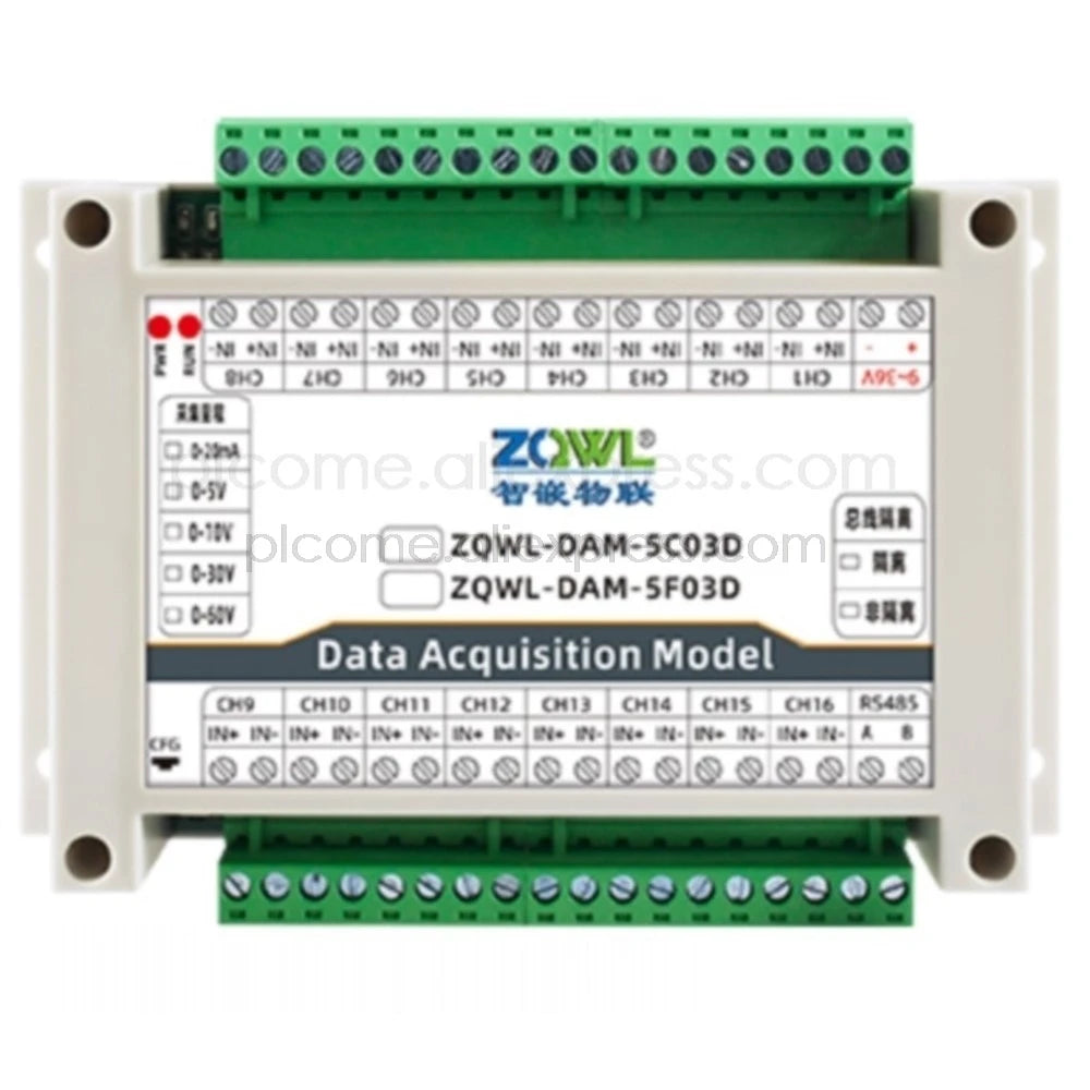 2-16 Channels Analog Inputs Data Acquisition Module 16-bit Modbus RTU Optional RS485/CAN 0-10V 0-20mA 0.1%FS Industrial Grade