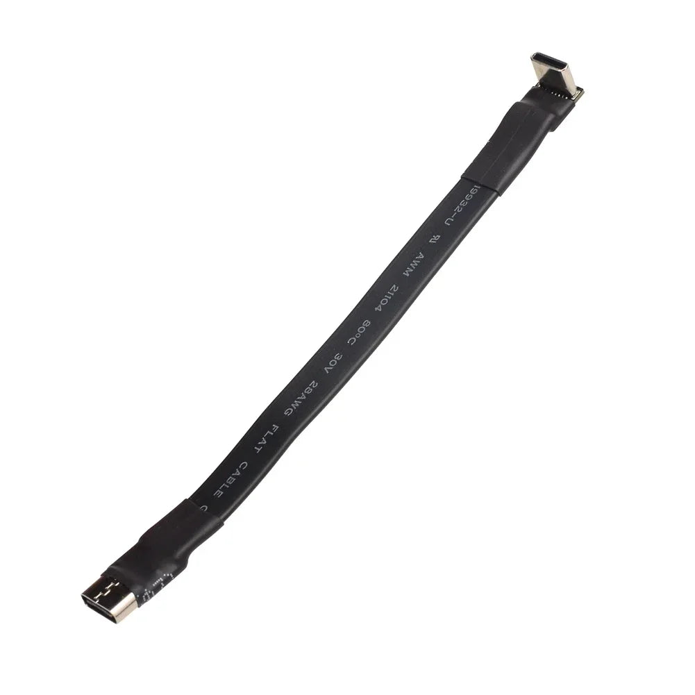 USB 2.0 Type C Ribbon Flat Cable Shielded Extension FPC Cable USB 2.0 USB-C 90 Degree Up/Down Angled Connectors 5CM-3M For TV PC