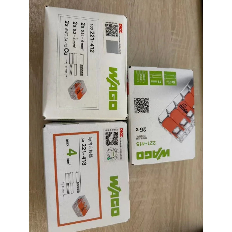 WAGO 221‑412/413/415/2401/2411/612/613/615 Multi‑box Set LeverWire Connector, Reusable Electrical Terminal Block for Home Wiring