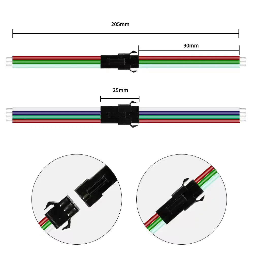 2Pin 3Pin 4Pin 5Pin 6Pin Led JST Connector Male/Female Wire Connector Led Strip Plug Connector Wire Cable for Led Light Driver