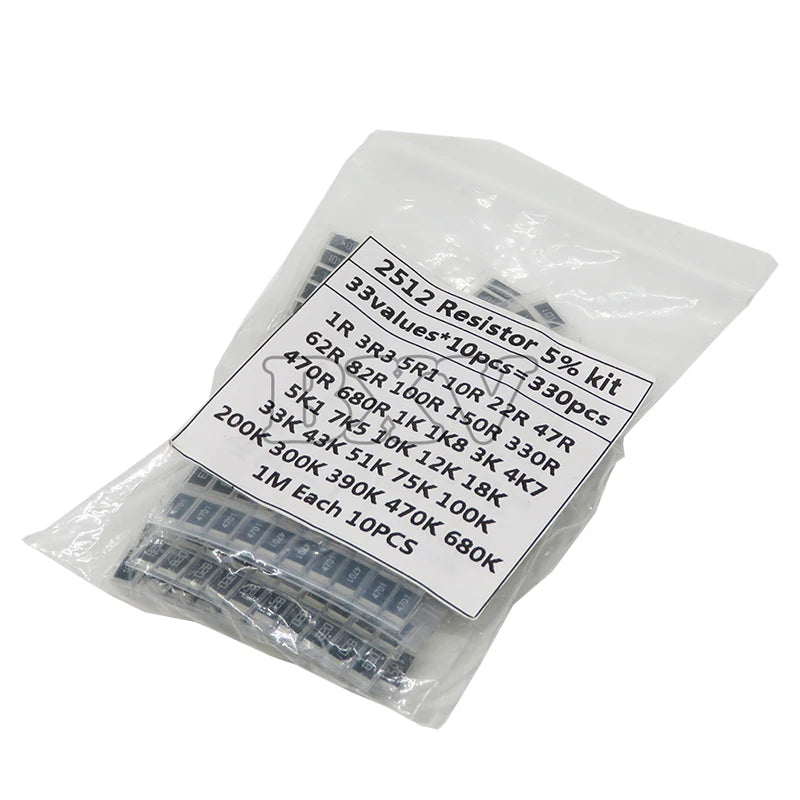 330PCS 1 Ohm-1M Ohm Electronic Resistors 5% 2512 SMD Resistor Assorted Kit Set 10R 47R 100R 10K 470K 680K Smd Resistor Pack