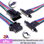 1 Set 2A 3A JST SM Plug DC Magnetic Pogo Pin Connector 2 3 4 5 6 Pin Male Female 2.54 mm Socket Adapter for LED Strip Lamp