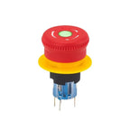16MM Red Illuminated Rotary Emergency Stop Button Switch Wired with Light 1NO1NC Rotate Reset Welding Pin Knob Plastic Switches