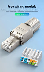 Reusable Toolless RJ45 Connector Cat7 FTP Shielded Metal Plug 22AWG 24AWG 26AWG 10Gbps High Speed Ethernet Terminator