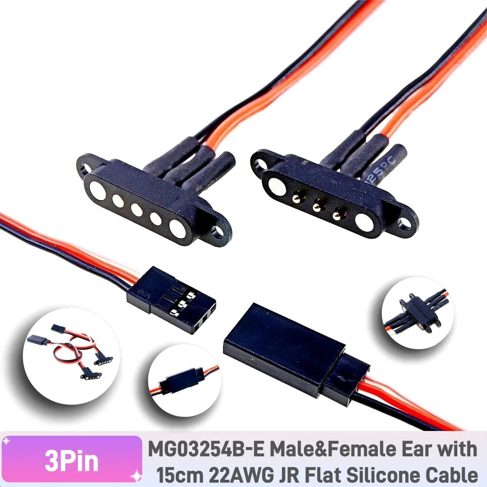 1/5 Pairs Magnetic Snap-on JR Servo Extension Cable for RC Drone Glider Airplane Models 60 CoresDIY Upgrate