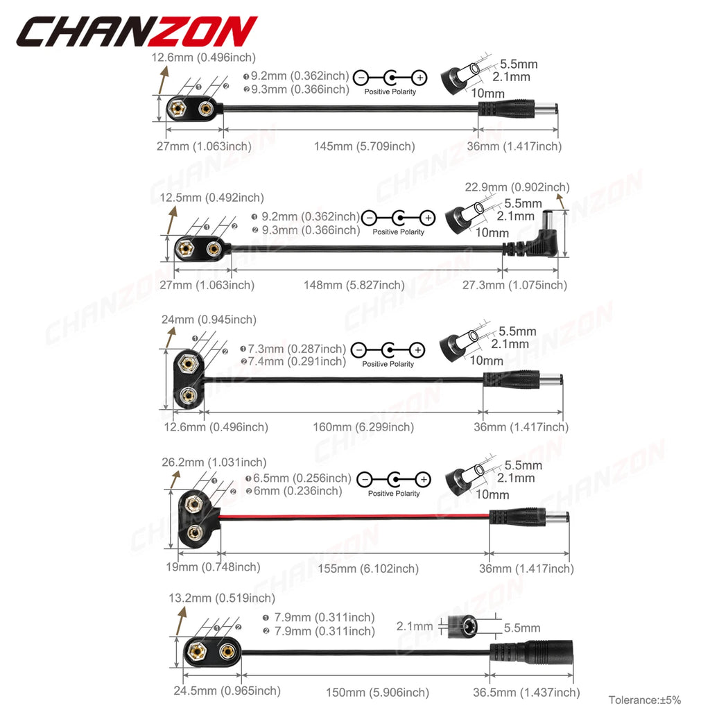 9V Battery Connector Power Clips DC Jack Male Female Alligator Snap Adapter Wire Holder Cable 9 Volt Lead Socket Plug Barrel