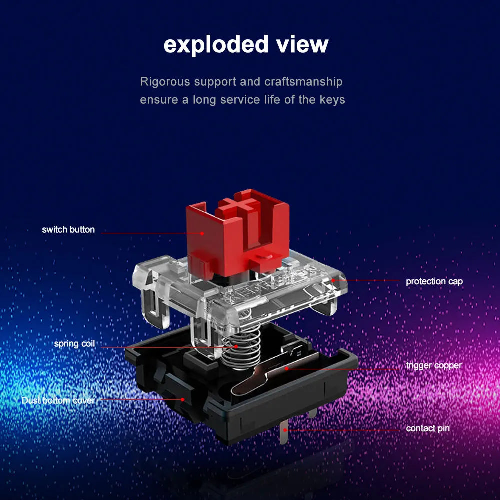 REDRAGON SMD RGB MX Low Profile 5.5 switch 3Pin Clicky Linear Tactile silent Mechanical keyboard red black blue brown Switche