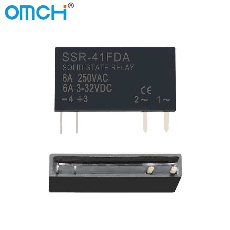 OMCH SSR-41FDA SSR-41FDD Slim Relay 250VAC 3-32VDC 6A Non-contact Din Rail Relay DC-AC DC-DC SSR Solid State Relay Module