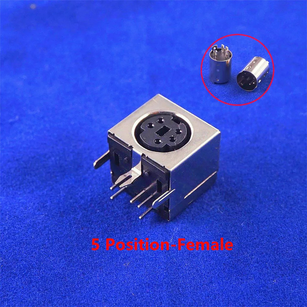 10 Pcs Connnector Mini Din 3 4 5 6 7 8 9 Pin Female Circular Receptacle Power Sockets MD-SM Shield Right Angle Through Holes PCB