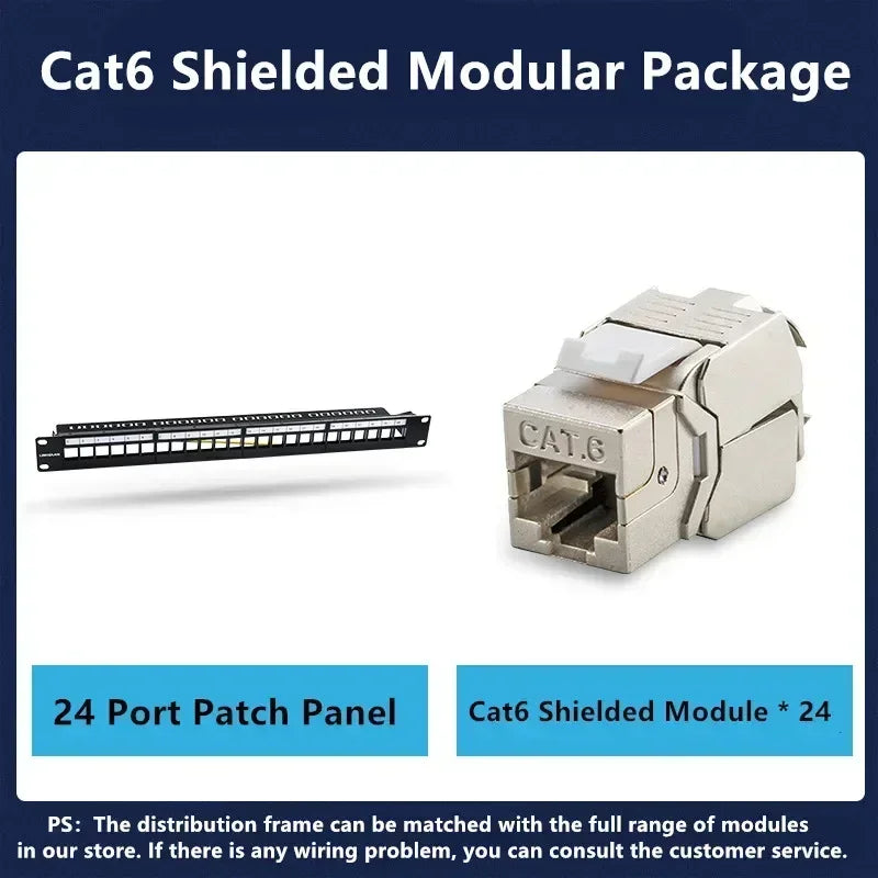 24 Port 19 inch RJ45 Patch Panel Frame Ethernet Rack Keystone Jack Coupler Cat5e Cat6 Cat6A Cat7 Network Cabinet Cable Internet