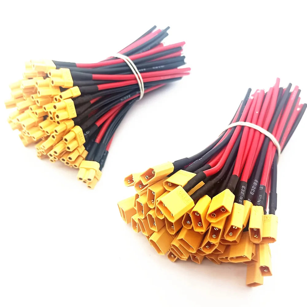 XT30 Pigtail Plug Male and Female Connector with 100mm 16AWG Tinned Wire Cable for RC Fixed wing Lipo Battery FPV Drone charger