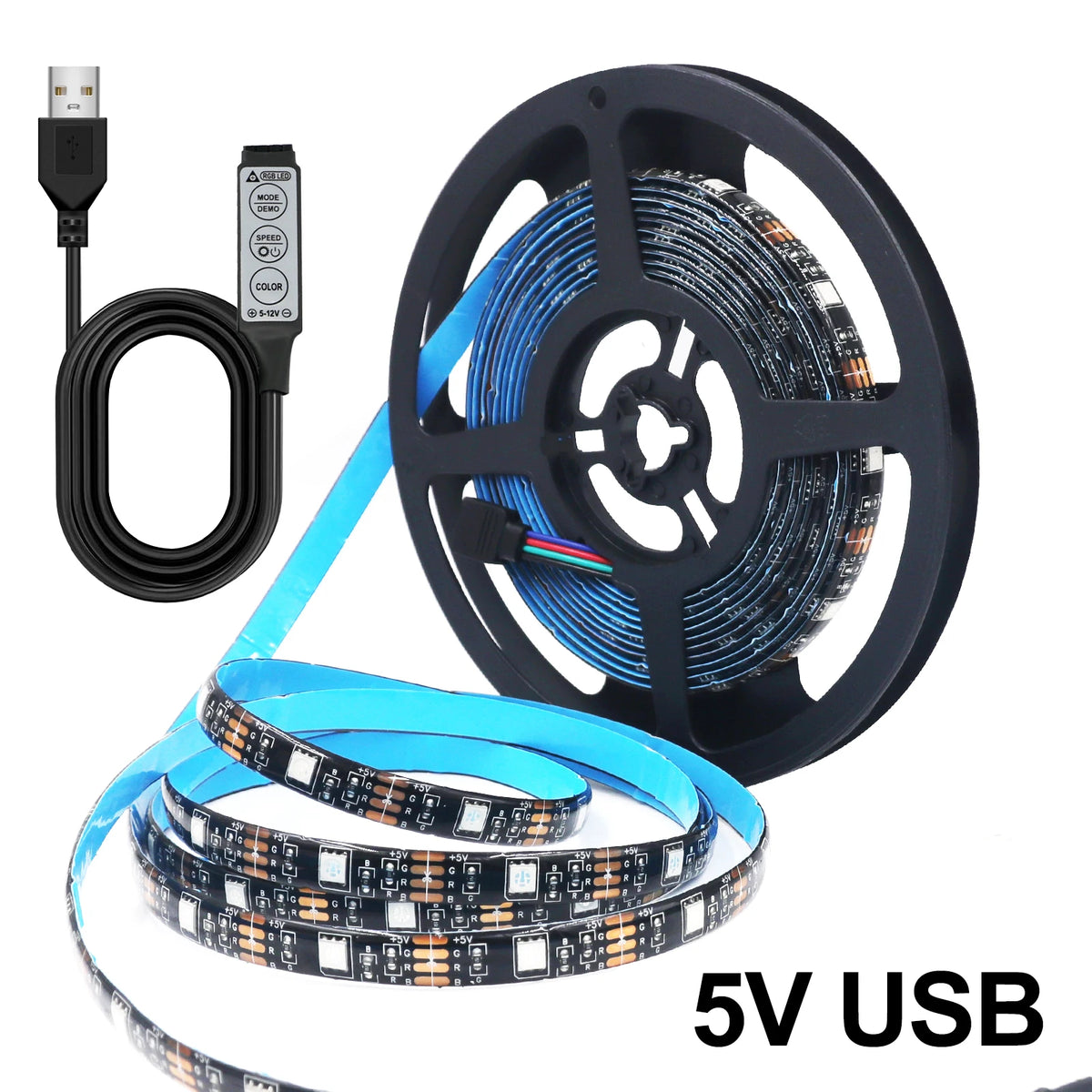 DC 5V USB RGB LED Strip Kit Black PCB Bluetooth/3Key/44Key IR Remote Control Flexible Ribbon Led TV BackLighting