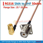 Kit Set PL259 SO239 SL16 UHF Female Flange to SMA RP-SMA RP SMA Male Female 90 Degree 4 Hole 25 * 25mm Pigtail Jumper RG316 Cabl