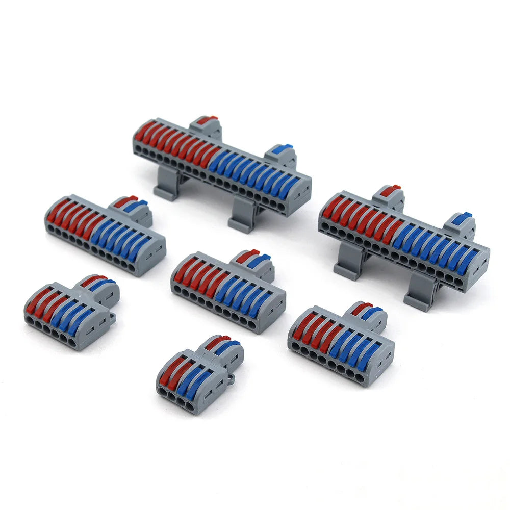 25PCS Electrical Cable Connectors Push-in Quick Terminal Blocks LED Cable Wiring Tool Wire Connectors Rail Installation Model