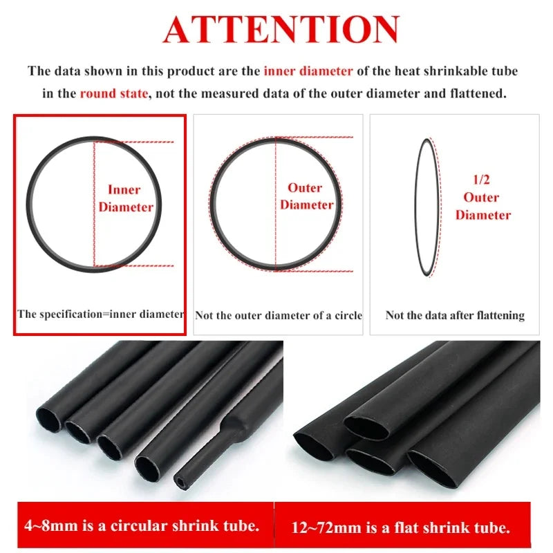 1/5M 4:1 Heat Shrink Tube With Glue Thermoretractile Heat Shrinkable Tubing Dual Wall Heat Shrink Tubing 4 6 8 12 16 24 32 52 72