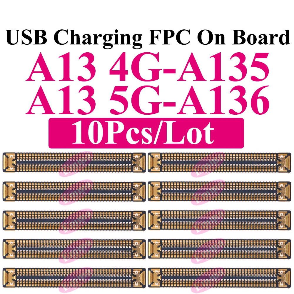 10Pcs Charging FPC Connector On Board For Samsung Galaxy A04s A14 A24 A34 A54 A05s A15 A25 A33 A35 Mainboard Flex Cable Plug