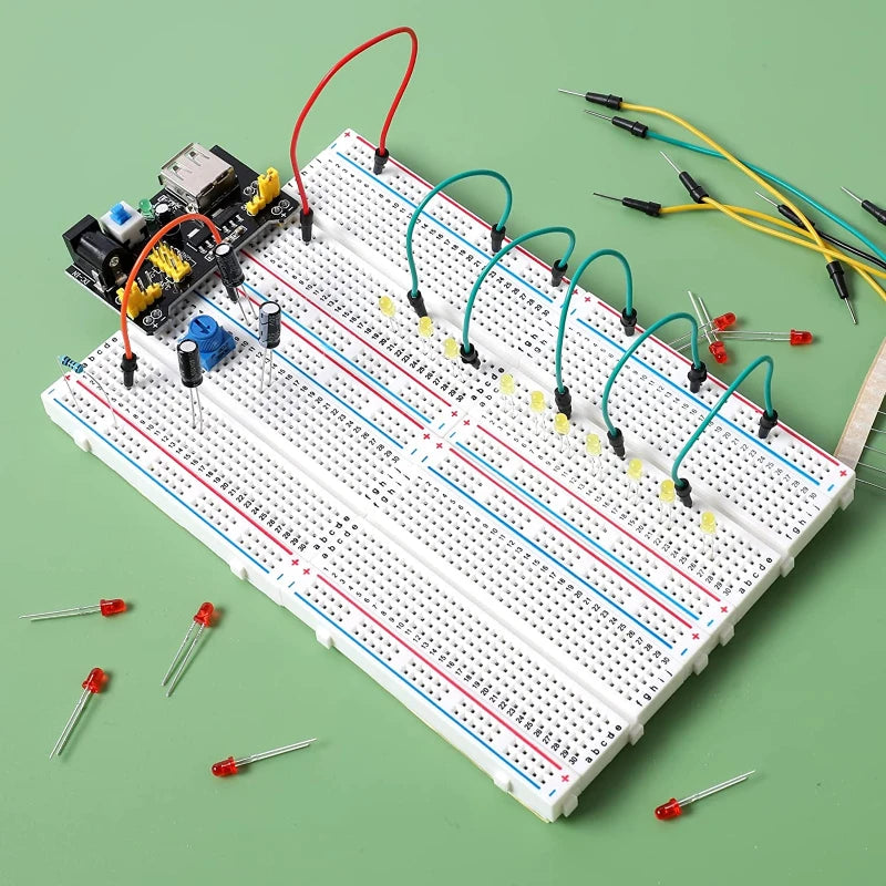 MB-102 MB102 Breadboard 400 830 Point 65 Jumper Wires Solderless PCB Bread Board Test Develop DIY for Arduino Power Module XCW