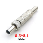5pcs 5.5x2.5mm 5.5x2.1mm DC 12V Power Jack Male Plug Female Socket Metal Connector Adapter With Thread Lock 5.5*2.1 5.5*2.5