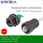 OEM/ODM RJ45 IP67/68 Waterproof Ethernet Aviation Round Connector Threaded Female PCB POE Network Cable socket