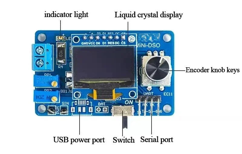 DIY Mini Digital Oscilloscope Kit STC8K8A Microcontroller Electronic Soldering Practice Loose Parts